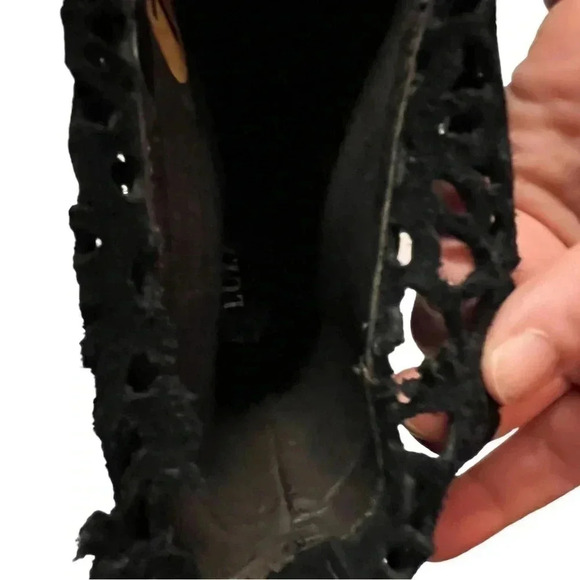 Luzzi Made in Italy Genuine Leather Boots Boho with Velvet like Crotched trim - Picture 10 of 12